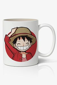 One Piece Monkey D. Luffy Anime Baskılı Beyaz Kupa Bardak ürün fotoğrafı