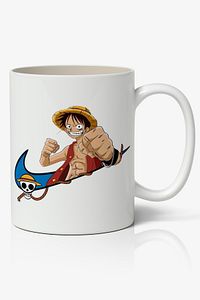 One Piece Monkey D. Luffy Anime Baskılı Beyaz Kupa Bardak ürün fotoğrafı