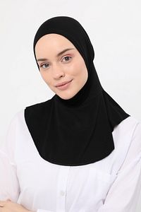 Kadın Tesettür Pratik Boyunluklu Hijab - Sporcu Bone - Siyah ürün fotoğrafı