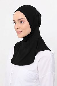 Kadın Tesettür Pratik Boyunluklu Hijab - Sporcu Bone - Siyah ürün fotoğrafı