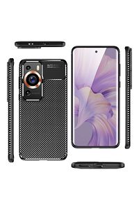 Huawei P60 Pro Uyumlu Kamera Korumalı (Karbon Tasarım) Koruyucu Lüx Silikon Kılıf Siyah ürün fotoğrafı