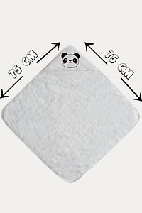 %100 Pamuk Bebek Havlu Kundak - Bebek Banyo Havlusu 75x75cm Panda Desenli ürün fotoğrafı