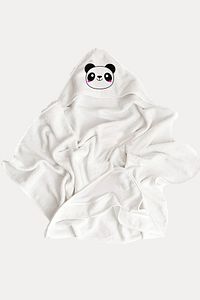 %100 Pamuk Bebek Havlu Kundak - Bebek Banyo Havlusu 75x75cm Panda Desenli ürün fotoğrafı
