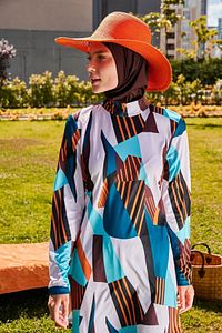 Kahverengi Tam Kapalı Tesettür Mayo R2391 ürün fotoğrafı