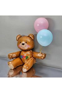 HAYVAN TEMALI FOLYO BALONLU KAHVERENGİ 1 YAŞ DOĞUM GÜNÜ PARTİ SETİ BALON SETİ ürün fotoğrafı