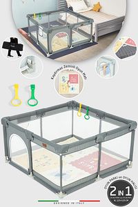 Parma 2in1 Oyun Parkı Oyun Alanı ve Oyun Matı Halısı 125x125 cm Koyu Gri ürün fotoğrafı