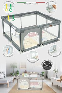 Parma 2in1 Oyun Parkı Oyun Alanı ve Oyun Matı Halısı 125x125 cm Koyu Gri ürün fotoğrafı