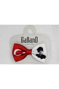 Atatürk Türk Bayraklı Kırmızı Beyaz Çocuk Saten Tören Günü Özel Gün Pratik Lastikli Papyon ürün fotoğrafı