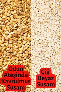 Odun Ateşinde Kavrulmuş Susam 500g + Kavrulmamış Beyaz Çiğ Susam 500g ürün fotoğrafı