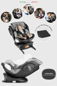 EronaFix 360° Dönebilen İsofixli Oto Koltuğu 0-36 KG Gri ürün fotoğrafı