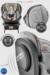 EronaFix 360° Dönebilen İsofixli Oto Koltuğu 0-36 KG Gri ürün fotoğrafı