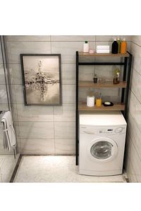 Çamaşır Makinesi Üstü Düzenleyici Raf Banyo Dolabı Rafı Makina Üstü Dolap Raf Ceviz ürün fotoğrafı