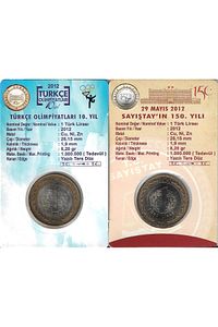 2012 Yılı Sayıştay'ın 150. Yılı VE 2012 Yılı Türkçe Olimpiyatları 1 Lira Hatıra Para Kitinde ÇİL ürün fotoğrafı
