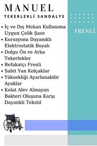 Frenli Tekerlekli Sandalye | Hasta Transfer Sandalyesi | Lüx 1.sınıf ürün fotoğrafı