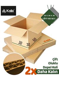 Kolix 10 Adet 50x30x30 Çift Oluklu Taşıma Taşınma Karton Çeyiz Arşiv Kitap Boş Koli ürün fotoğrafı