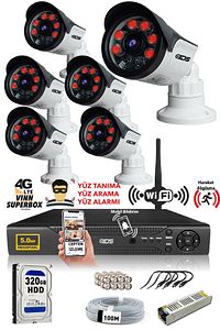 6 Kameralı Set - 5mp Sony Lensli Full Hd Gece Görüşlü Güvenlik Kamerası Sistemi - Cepten Izle ürün fotoğrafı
