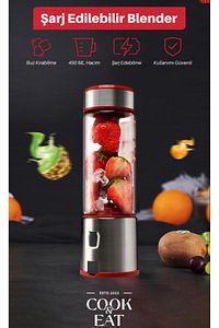 Şarjlı Portatif Taşınabilir El Blenderi Meyve Sıkacağı Meyve Sebze Doğrayıcı 380ml Cam Hazneli ürün fotoğrafı