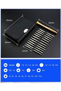 25 Parça Mıknatıslı Tornavida Seti Deri Çantalı Laptop Gözlük Saat Tamir ürün fotoğrafı