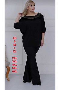 Ispanyol Paça Büyük Beden Dalgıç Kumaş Tayt Yüksek Bel Pantolon Büyük Beden 2xl 3xl 4xl ürün fotoğrafı