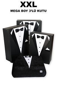 Damat Bohçası Çeyiz Sandık Ve Kutu 4 'lü Set - Gerçek Papyon Ve Düğme ürün fotoğrafı