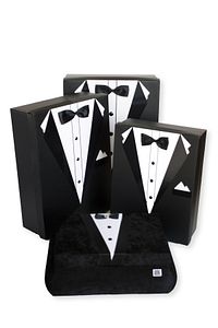 Damat Bohçası Çeyiz Sandık Ve Kutu 4 'lü Set - Gerçek Papyon Ve Düğme ürün fotoğrafı