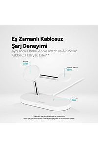 Aircharger Quattro M Magsafe Uyumlu Iphone+applewatch+airpods Led Li Kablosuz Hızlı Şarj Standı ürün fotoğrafı