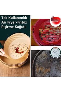 Fritöz Pişirme Kağıdı - Air Fryer Liners Hava Fritözü Xiaomi Philips Yağsız Tefal Kumtel Mı 50 Adet ürün fotoğrafı