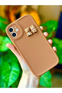 Iphone 11 Yuvarlak Kamera Ayıcık Tasarımlı Yumuşak Silikon Kamera Korumalı Ayıcıklı Kılıf ürün fotoğrafı