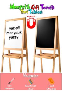 Manyetik Çocuk Yazı Tahtası Ahşap Çift Taraflı 45x100 ürün fotoğrafı