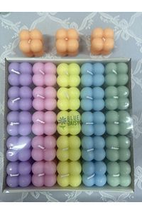 50 Adet 5 Soft Renk Özel Mini Bubble Mum Davet Nikah Söz Nişan Kına Hediyeliği ürün fotoğrafı