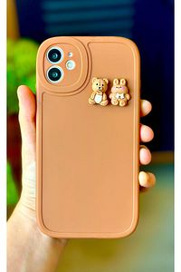 Iphone 11 Yuvarlak Kamera Ayıcık Tasarımlı Yumuşak Silikon Kamera Korumalı Ayıcıklı Kılıf ürün fotoğrafı