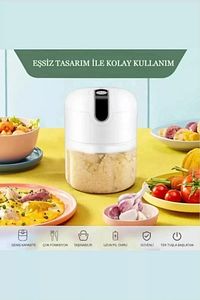 Mini El Rondosu Şarjlı Çelik 3 Bıçaklı 250 Ml Mutfak Robotu Hazneli Rondo Sebze Et Doğrayıcı Rende ürün fotoğrafı