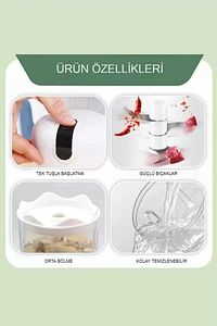 Mini El Rondosu Şarjlı Çelik 3 Bıçaklı 250 Ml Mutfak Robotu Hazneli Rondo Sebze Et Doğrayıcı Rende ürün fotoğrafı