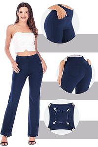 Kadın Bootcut Yüksek Bel Yoga Egzersiz 4 Cepli Toparlayıcı Ispanyol Paça Tayt Pantolon ürün fotoğrafı