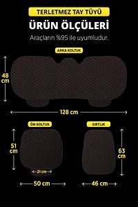 Tay Tüyü Cepli & Terletmez Sırtlı Oto Koltuk Minder Seti - Koltuk Koruma Kılıfı (ÖN & ARKA TAM SET) ürün fotoğrafı