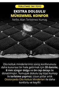 Tay Tüyü Cepli & Terletmez Sırtlı Oto Koltuk Minderi Seti - Koltuk Koruma Kılıfı (ÖN & ARKA TAM SET) ürün fotoğrafı