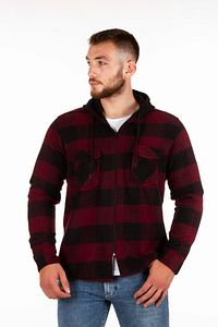 Kapüşonlu Fermuarlı Unisex Bordo-siyah Oduncu Gömleği ürün fotoğrafı