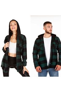 Kapüşonlu Fermuarlı Unisex Oduncu Gömleği ürün fotoğrafı