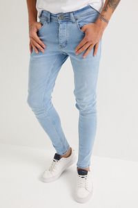 Erkek Buz Mavi Slim Fit Dar Kesim Likralı Jean Kot Pantolon Tırnaklı ürün fotoğrafı