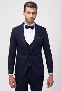 Erkek Ekstra Slim Fit Dar Kesim Yelekli Smokin Damatlık ürün fotoğrafı