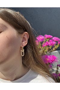 Zirkon Taşlı Çelik Tiffany Tasarım Küpe ürün fotoğrafı