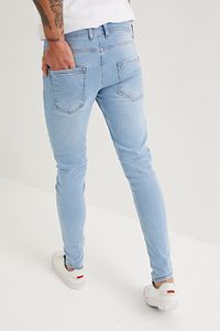 Erkek Buz Mavi Slim Fit Dar Kesim Likralı Jean Kot Pantolon Tırnaklı ürün fotoğrafı