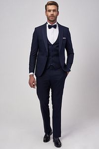 Erkek Ekstra Slim Fit Dar Kesim Yelekli Smokin Damatlık ürün fotoğrafı