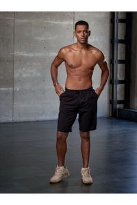 Viterbo Model Erkek Boks Şort Spor Şort Rahat Şort Hafif Penye Bol Şort Siyah Renk ürün fotoğrafı
