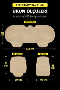 Tay Tüyü Cepli & Terletmez Sırtlı Oto Koltuk Minderi Seti - Koltuk Koruma Kılıfı (ÖN & ARKA TAM SET) ürün fotoğrafı