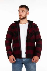 Kapüşonlu Fermuarlı Unisex Bordo-siyah Oduncu Gömleği ürün fotoğrafı