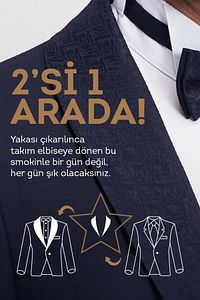 Erkek Ekstra Slim Fit Dar Kesim Yelekli Smokin Damatlık ürün fotoğrafı