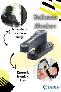 Pimapen Kapı Kilidi Pimapen Pencere Kilidi Pencere Emniyet Kilidi Mandallı Kilit 3 Adet Antrasit ürün fotoğrafı