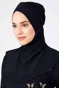 Çapraz Eşarp Yüzücü Bone R026 Siyah ürün fotoğrafı