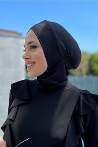 Çapraz Eşarp Yüzücü Bone R026 Siyah ürün fotoğrafı